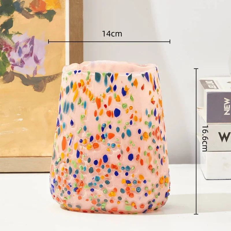 Afralia™ Glass Vase with Colorful Dots for Home Decor & Hydroponic Plants