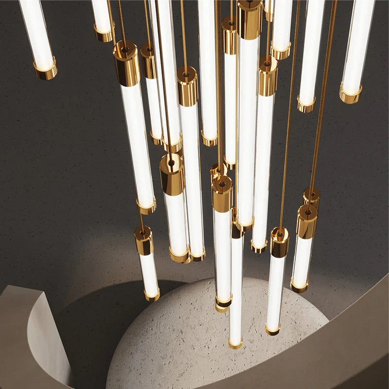 Afralia™ LED Staircase Chandeliers: Modern Luxury Lighting for Living Room, Restaurant, or Duplex Attic