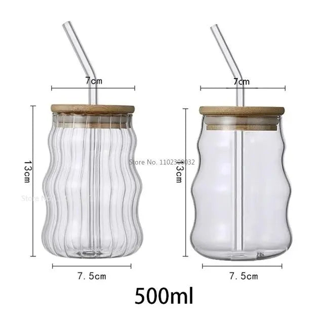 Afralia™ Glass Cup with Lip Straw for Coffee, Wine, Beer, Juice, and More