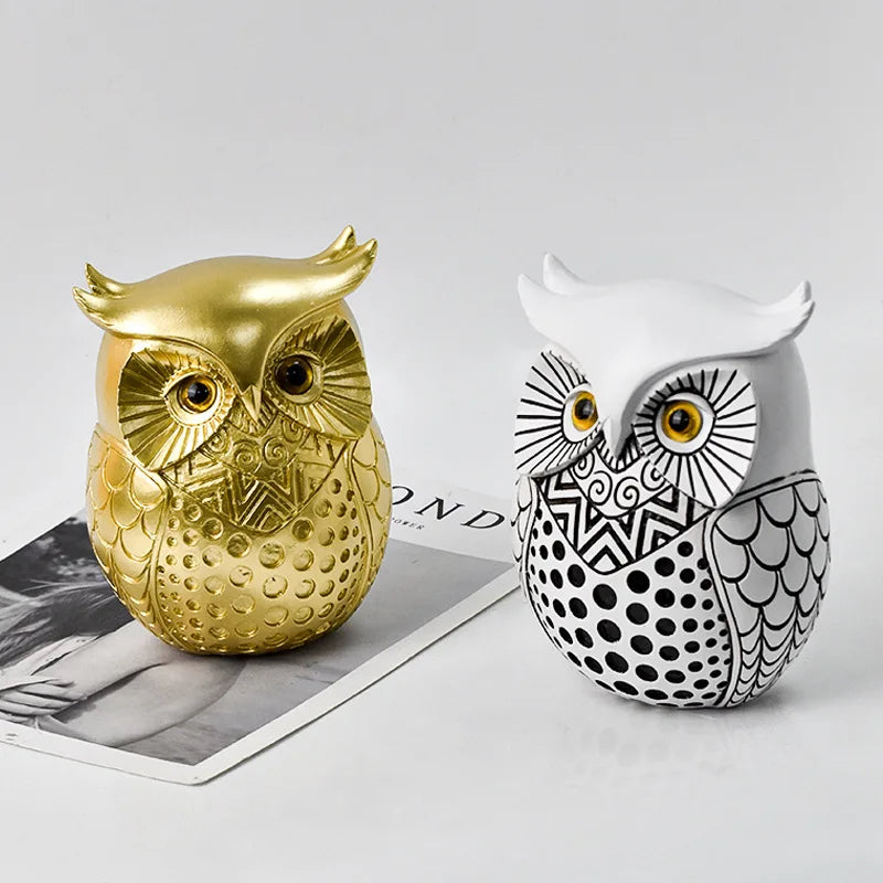 Afralia™ Owl Resin Statue Decoration for Home Office Living Room Desktop Decor