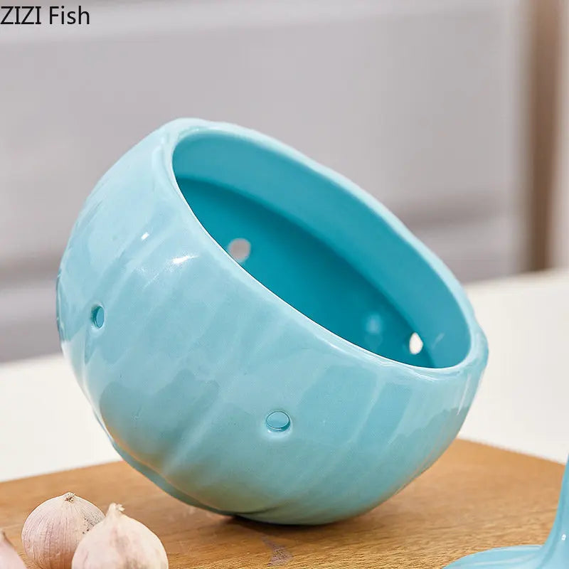 Afralia™ Ceramic Onion Shape Storage Jar with Lid for Cosmetics, Jewelry, and Candy