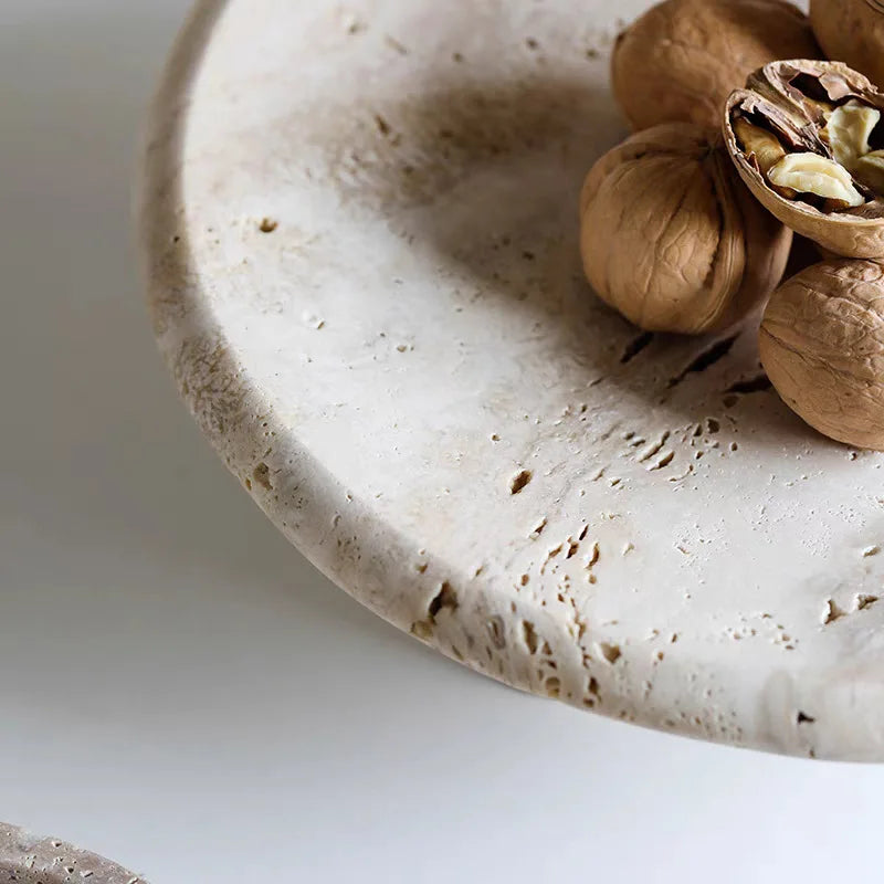 Afralia™ Marble Tray Bowl Decor Vintage Stone Table Jewelry Plate