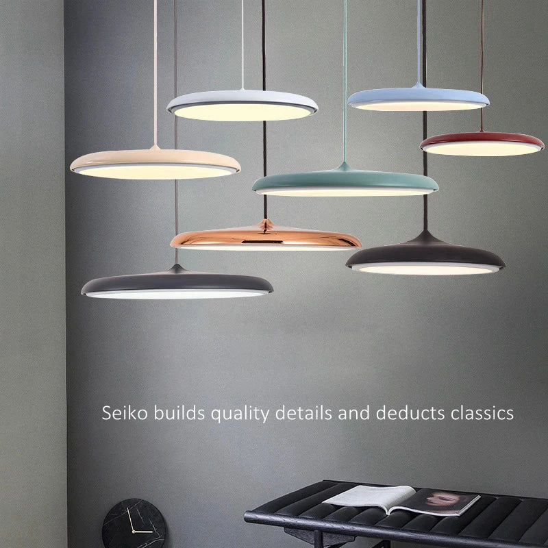 Afralia™ Nordic LED Multicolour Pendant Light - Sleek Flying Saucer Design for Home Decor