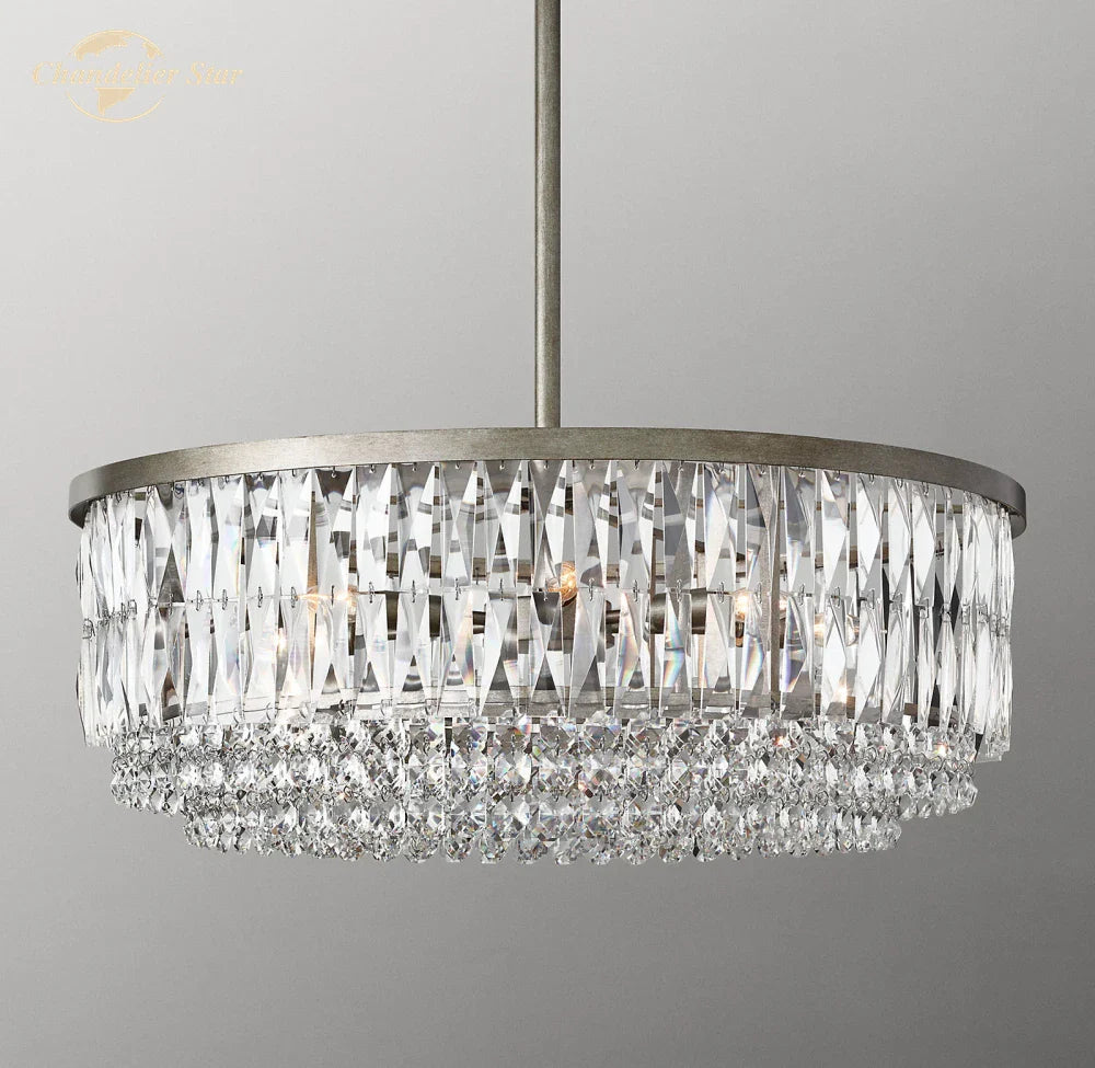 Afralia™ Crystal Round Pendant Chandelier for Dining and Living Room
