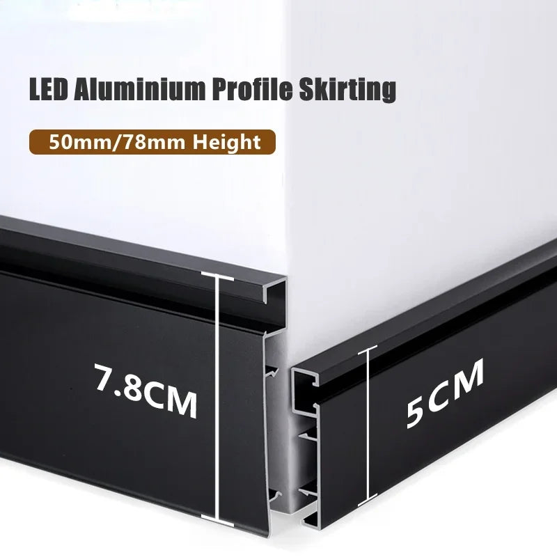 Afralia™ LED Aluminium Profile Baseboard 1M/2M Linear Light Bar for Surface Mounted Skirting