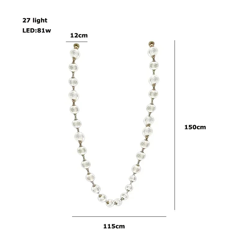 Afralia™ Pearl Necklace LED Pendant Light for 6m Staircase