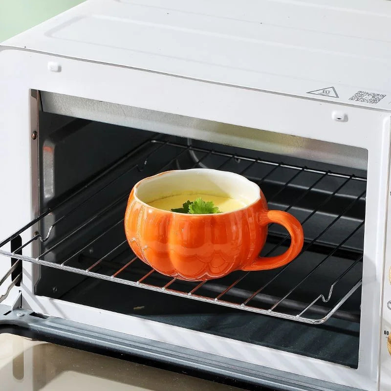 Afralia™ Pumpkin Mug with Spoon, Lid, for Kids, Soup, Oatmeal, Tea, Coffee