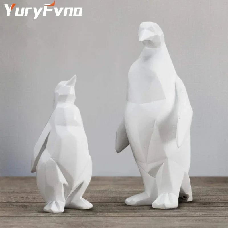 Nordic Penguin Resin Sculpture by Afralia™: Geometric Animal Statue Home Office Decor
