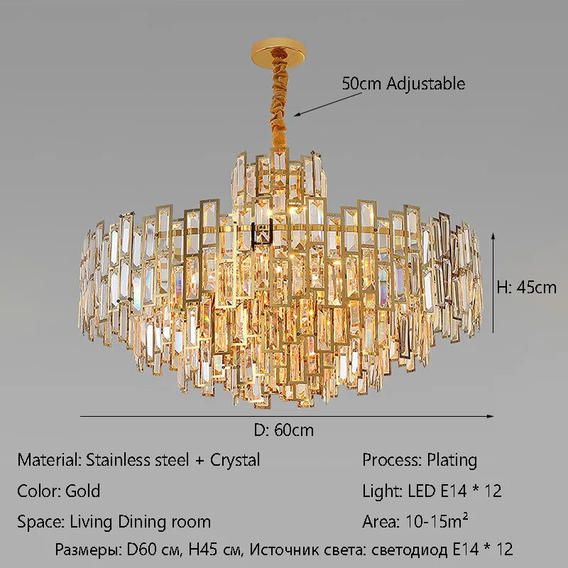 Afralia™ Luxury LED Crystal Chandelier Ceiling Light for Living & Dining Rooms
