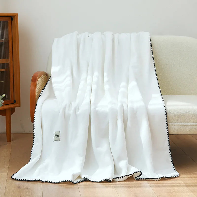 Afralia™ Double-Layer Warm Blanket: Flannel & Lamb Wool Sofa Blanket