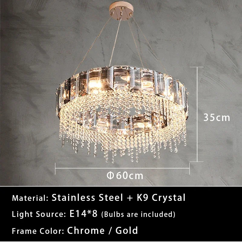Afralia™ Crystal Pendant Chandelier LED Ceiling Light for Restaurant Living Room Bedroom