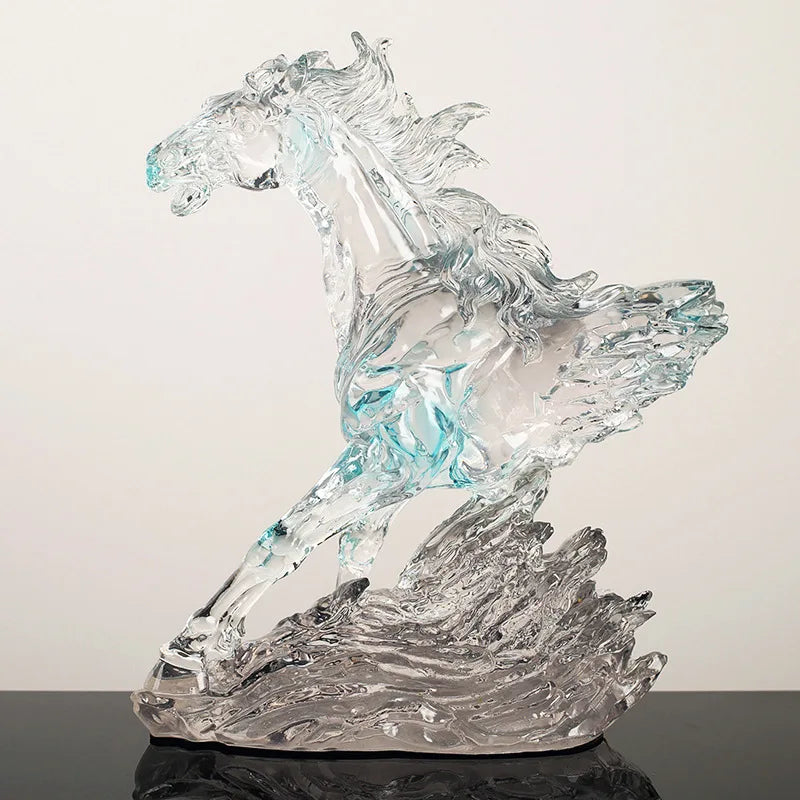 Afralia™ Clear Horse Resin Sculpture Decorative Figurine Home Decoration