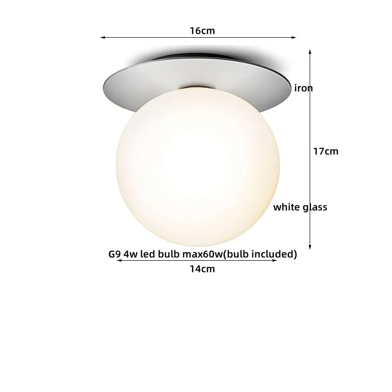 Afralia™ Iron Glass LED Ceiling Lamp Ball Shape Modern Living Room Light Fixtures