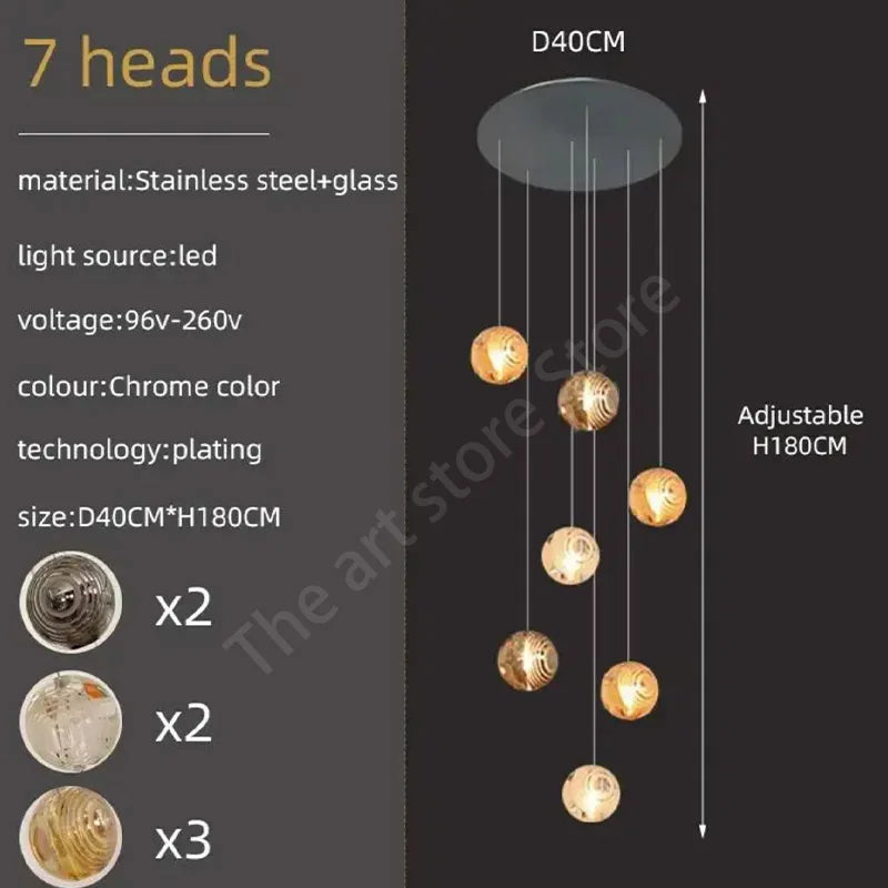 Afralia™ Crystal Glass Spiral Ceiling Chandelier for Modern Living Room & Kitchen Decor