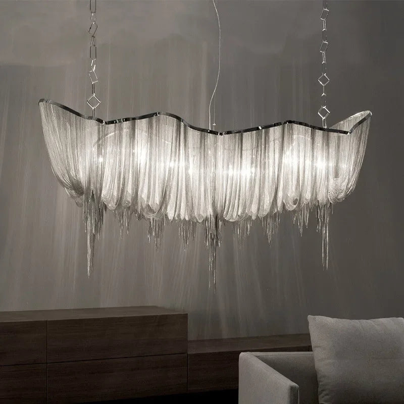 Afralia™ Aluminum Tassel Chandelier: Modern Nordic Style Pendant Lamp for Living Room