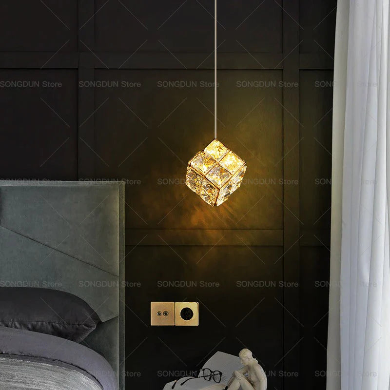 Afralia™ Crystal Bedside Chandelier Wall Light for Designer Living Room and Hotel Bedroom