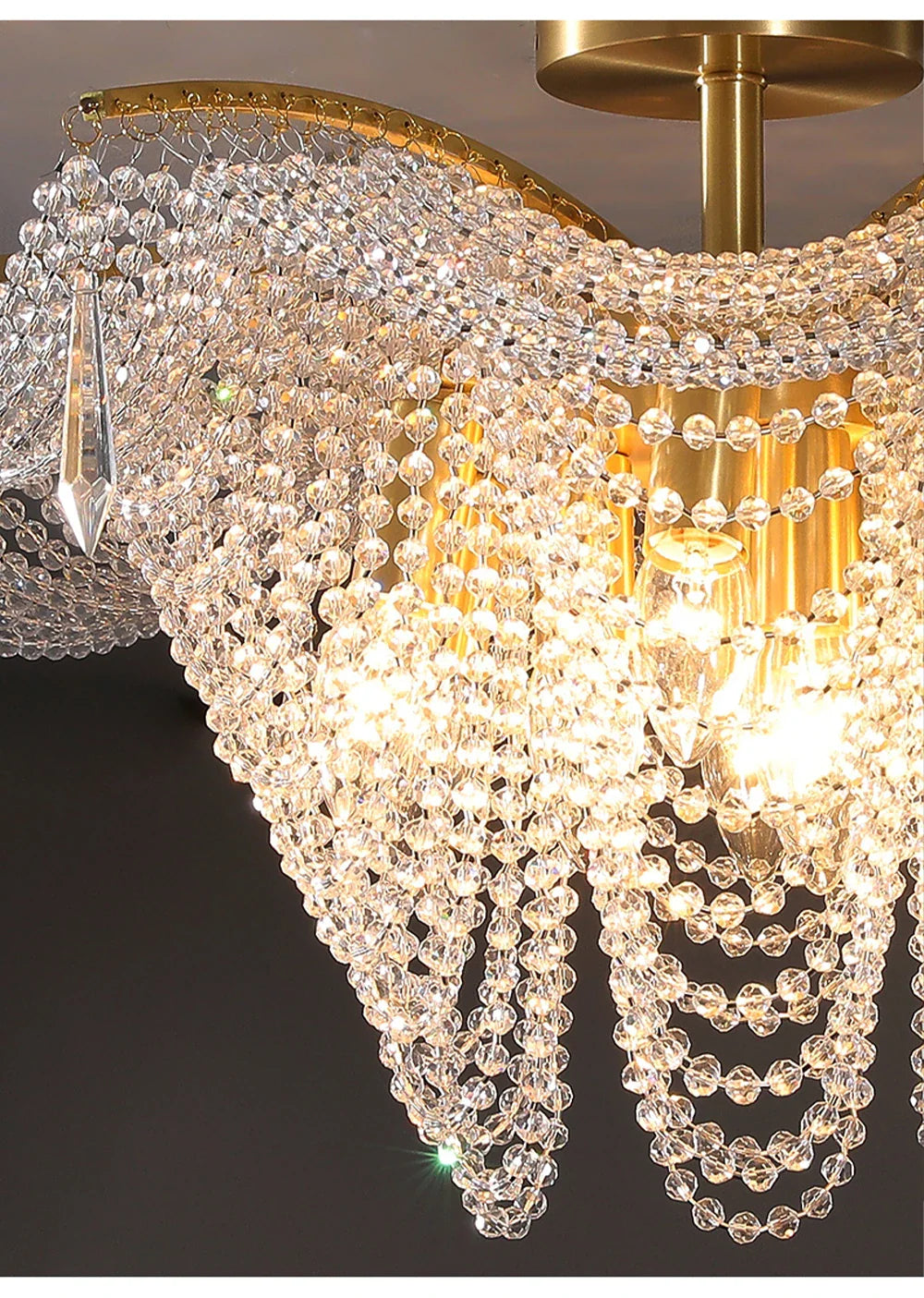 Afralia™ Butterfly Crystal Bead Large Ceiling Chandelier for Living Room Dimmable Lighting