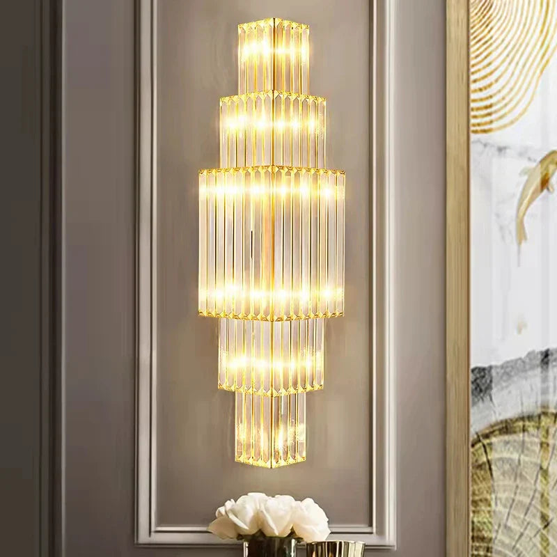 Afralia™ Clear Glass Wall Lamp Stainless Steel Sconces for Hotel Hall Dining Room