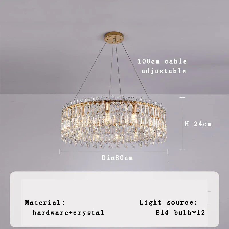 Afralia™ Luxury Crystal Oval Chandeliers: Long Hanging Ceiling Light Fixture
