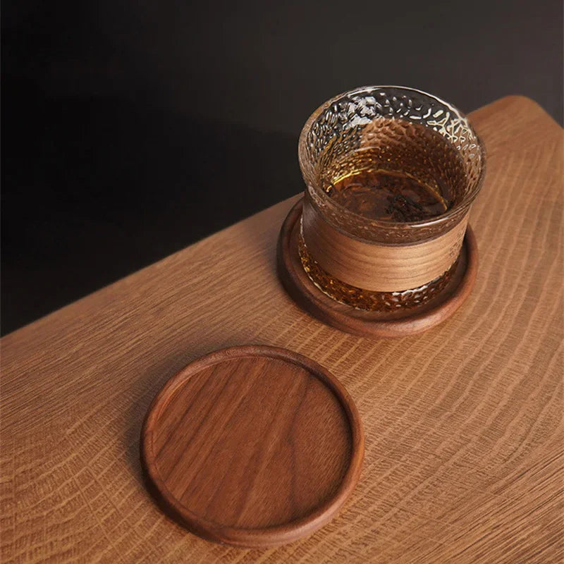 Afralia™ Walnut Wood Coaster Tea Coffee Cup Mat Set