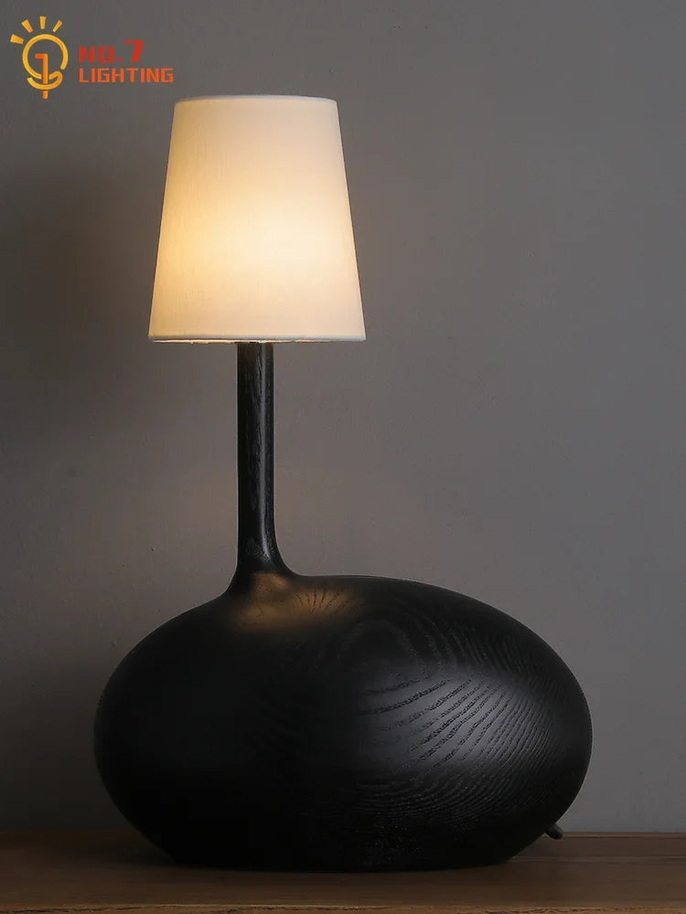 Afralia™ Zen Art Solid Wood Table Lamp LED G9 Desk Light Bedroom Living Room