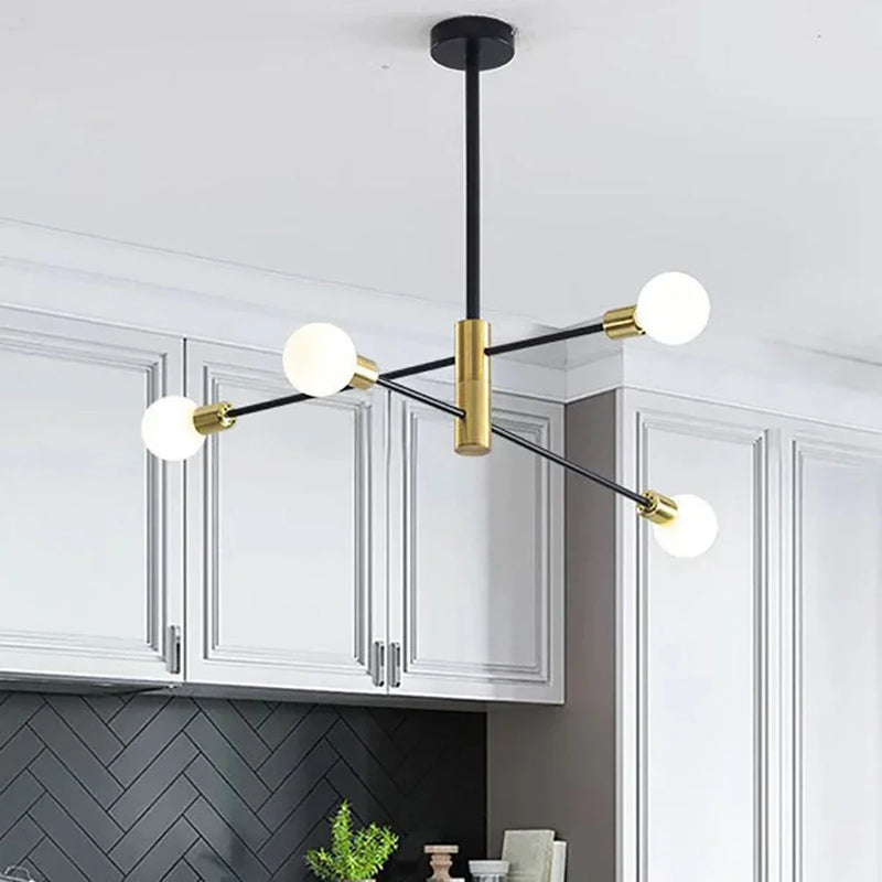 Afralia™ Vintage LED Chandelier - Antique Black Gold Loft Parlor Lighting