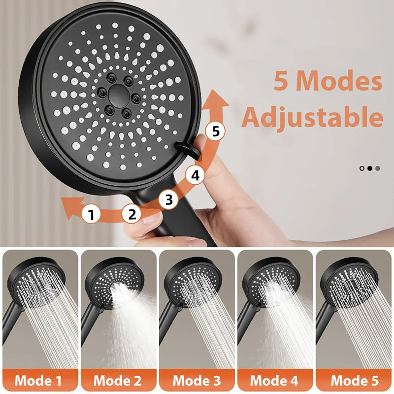 Afralia™ 5-Mode High Pressure Shower Head with Big Panel - Water Saving Rainfall Shower