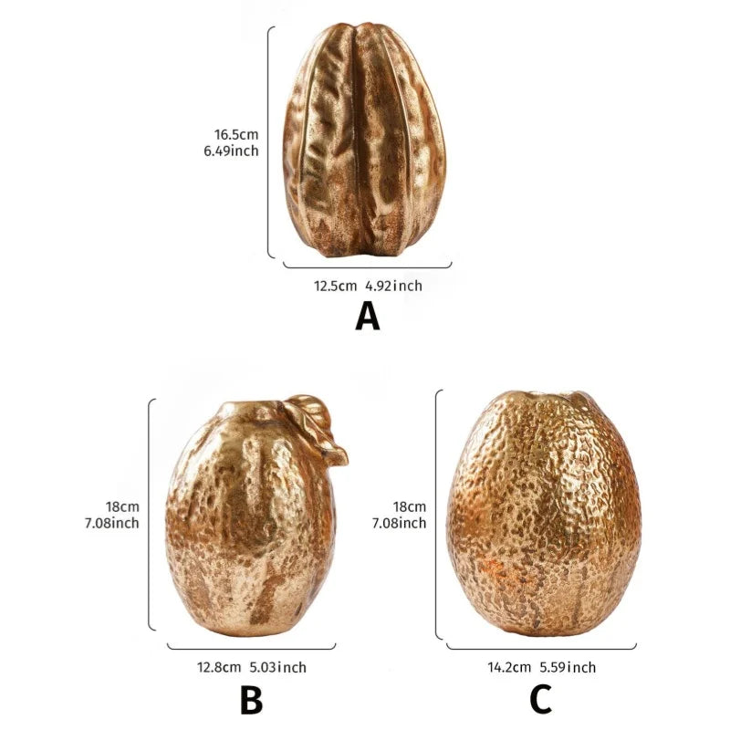 Afralia™ Golden Star Fruit Vase: Ceramic Lemon Flowerpot & Simulated Fruit Ornaments