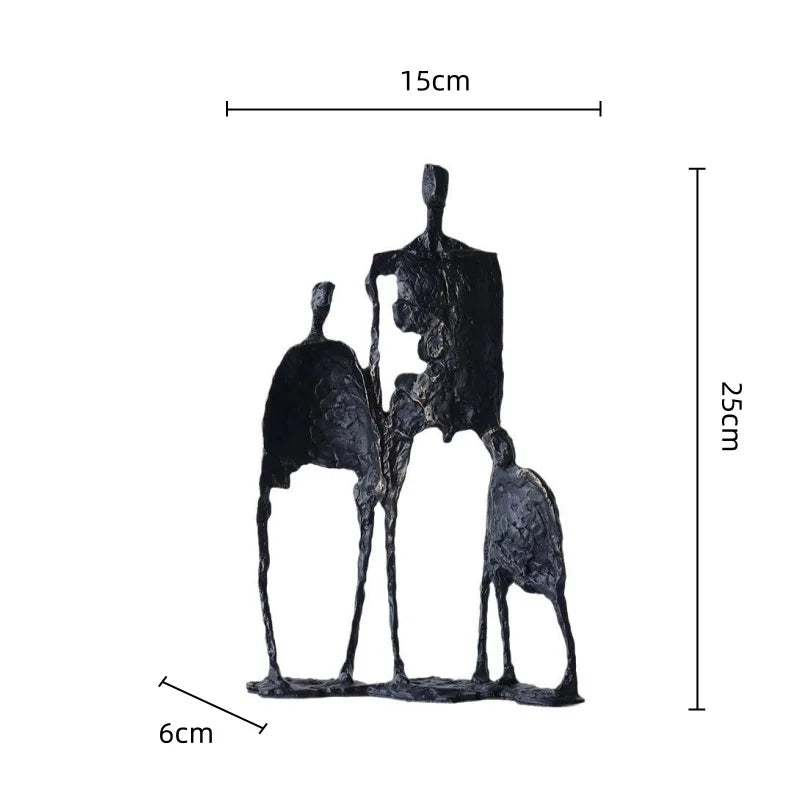 Afralia™ Hollowed-out Metal Sculpture Family Statues - Home Decoration Figurines