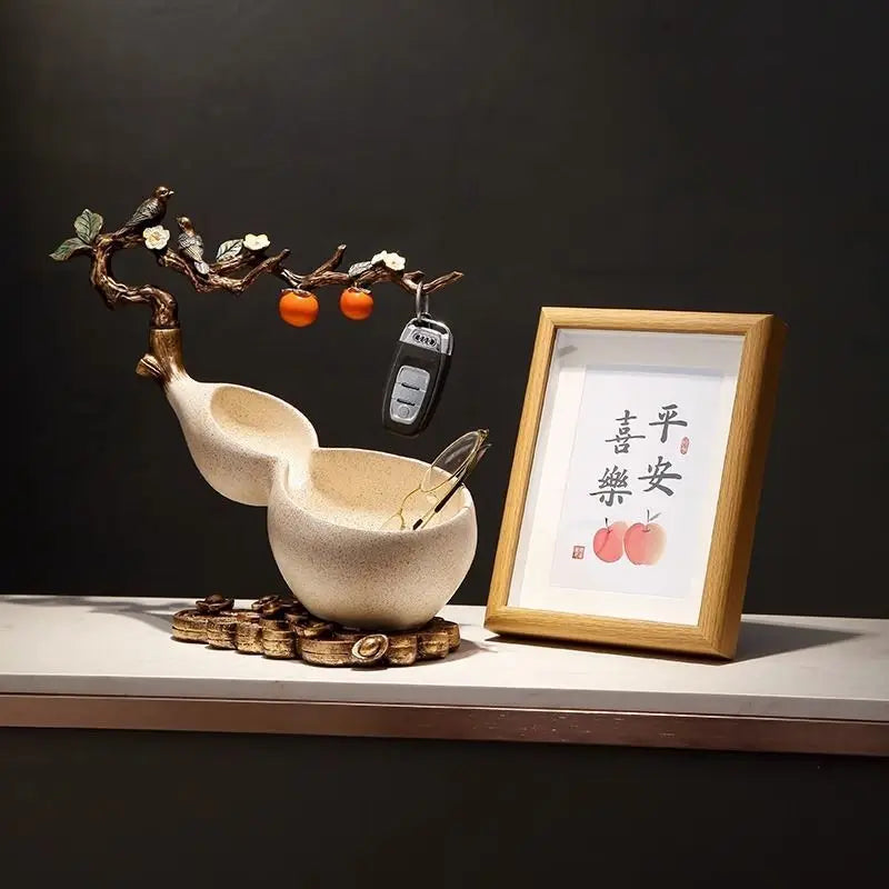 Afralia™ Chinese Gourd Key & Desktop Storage Decoration for Wealth Attraction