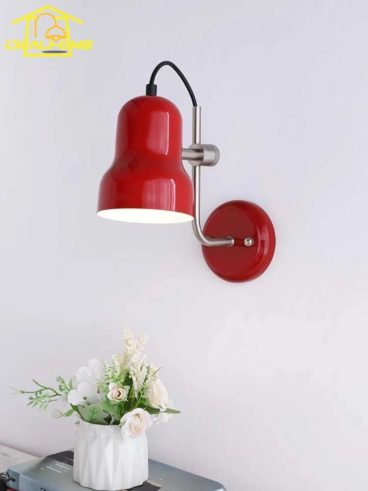 Afralia™ Medieval Red Wall Lamp LED Iron Art Adjustable for Bedroom Bedside Reading