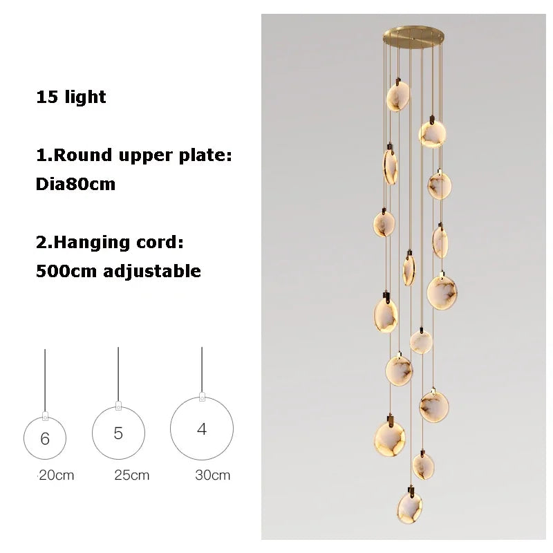 Afralia™ Gold Marble Design Chandelier Lighting for Home Decor