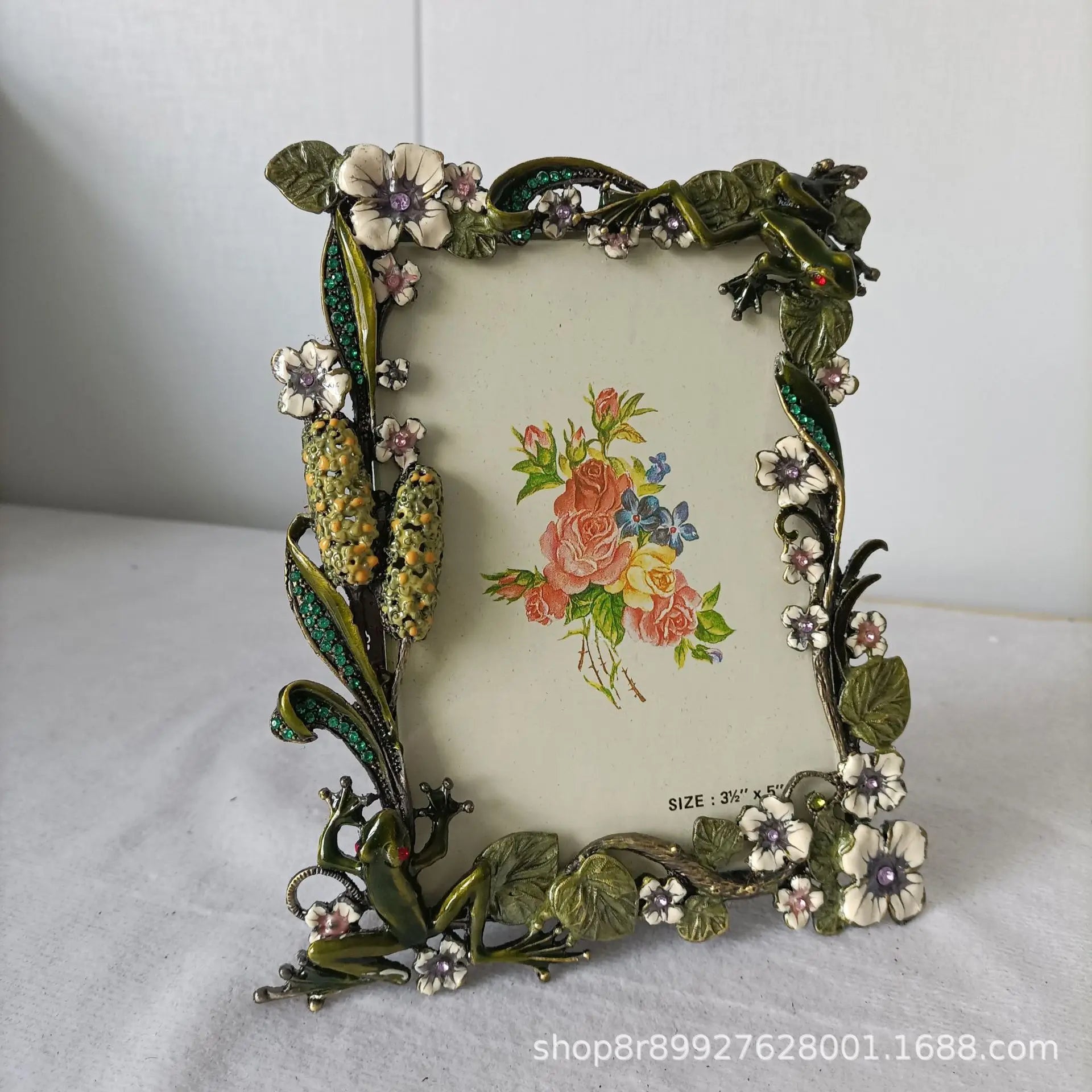 Afralia™ Frog Metal Photo Frame Tabletop Decoration