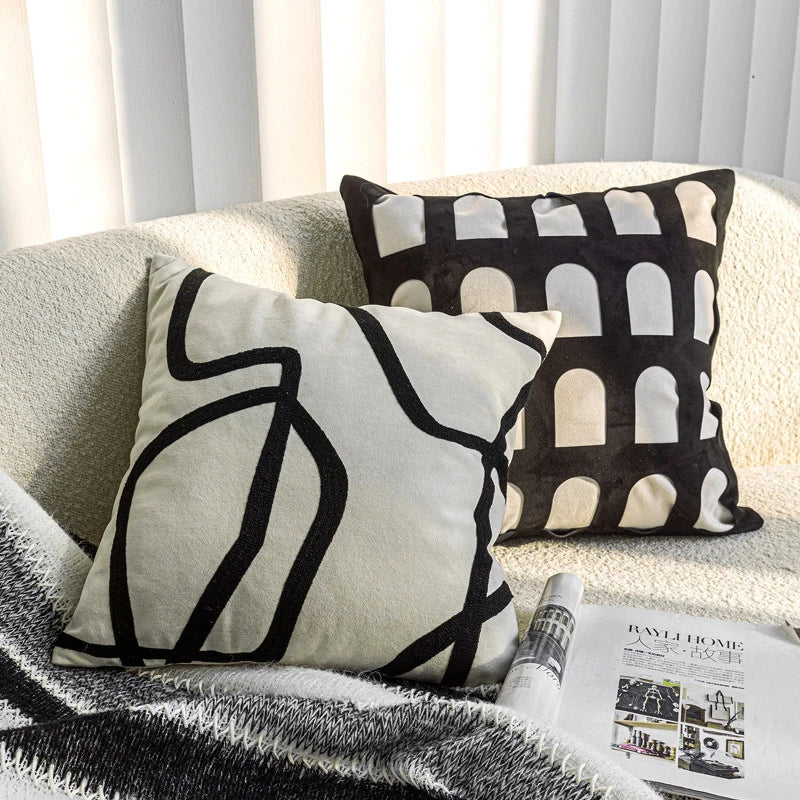 Afralia™ Luxe Suede Arch Pillow Cover: Geometric Patchwork Case for Living Room & Bedroom