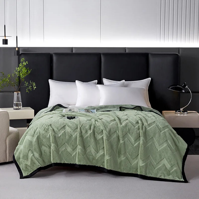 Afralia™ Faux Rabbit Plush Solid Blanket: Luxury All-Season Sofa Cover & Air Conditioning Quilt