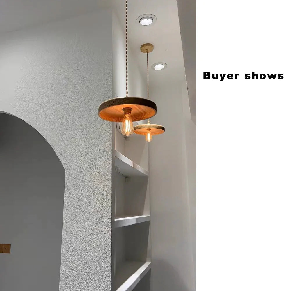 Afralia™ Wood Pendant Lights, Creative Art Hanging Lamps for Restaurant, Bar, Bedside