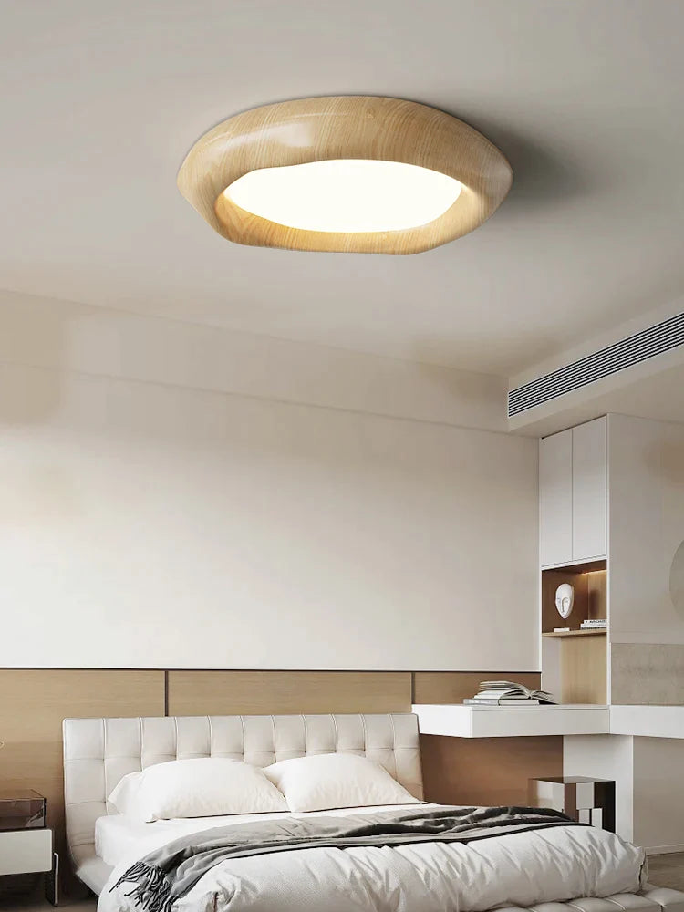 Afralia™ Walnut Log Style Ceiling Lamp: Full Spectrum Minimalist Study Bedroom Light