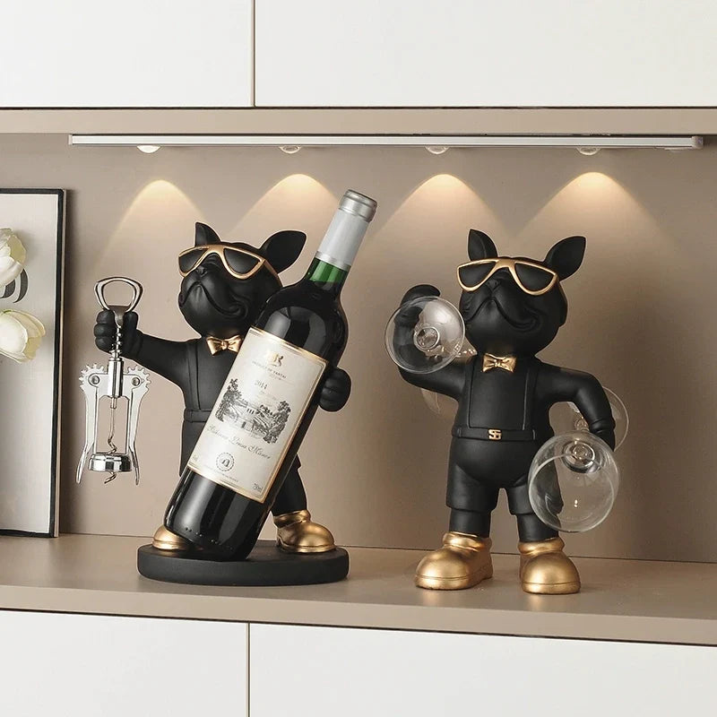 French Bulldog Wine Holder Resin Wine Rack for Home & Office by Afralia™