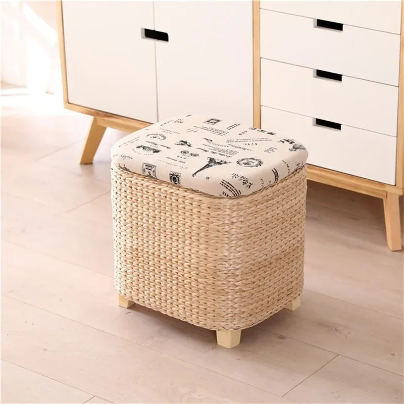 Afralia™ Rattan Wicker Storage Stool Ottoman: Multi-Function Shoe Cabinet & Footrest