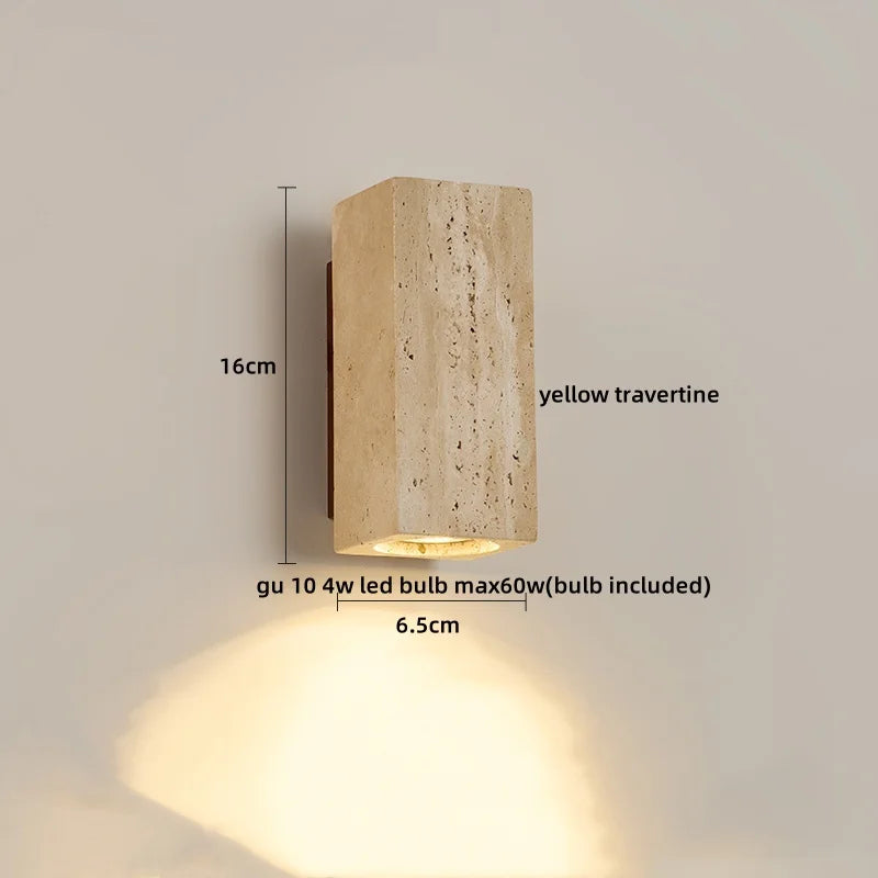 Afralia™ Nordi LED Wall Light COB Yellow Travertine Bedside Lamp Home Decor