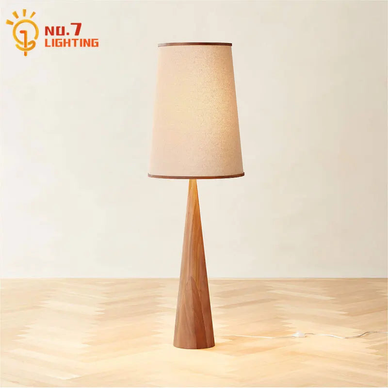 Afralia™ Zen Solid Wood LED Floor Lamp with Cloth Lampshade for Home and Cafe
