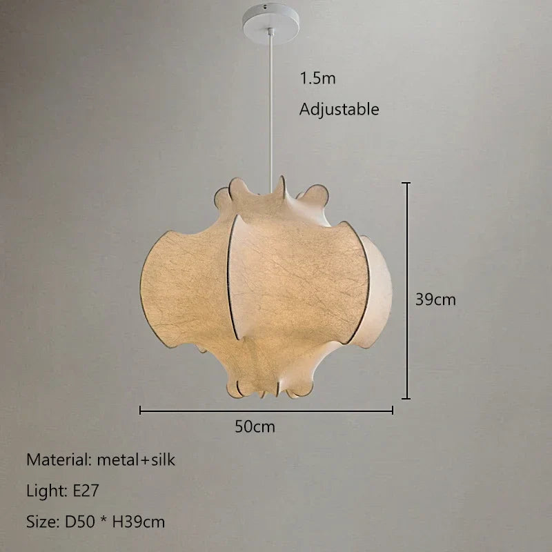 Afralia™ Nordic Silk Wabi-Sabi LED Pendant Light Chandelier - Home Decor Lighting Fixture