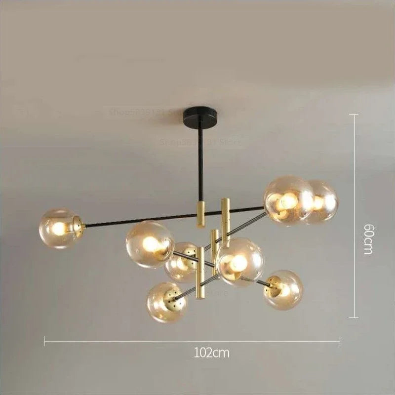 Afralia™ Glass Ball Chandelier: Modern Nordic Lighting Fixture for Living Room and Kitchen
