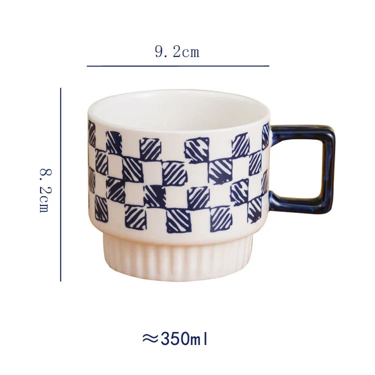 Afralia™ Porcelain Stacking Cup Set - Creative Painted Pattern Tea & Coffee Mug