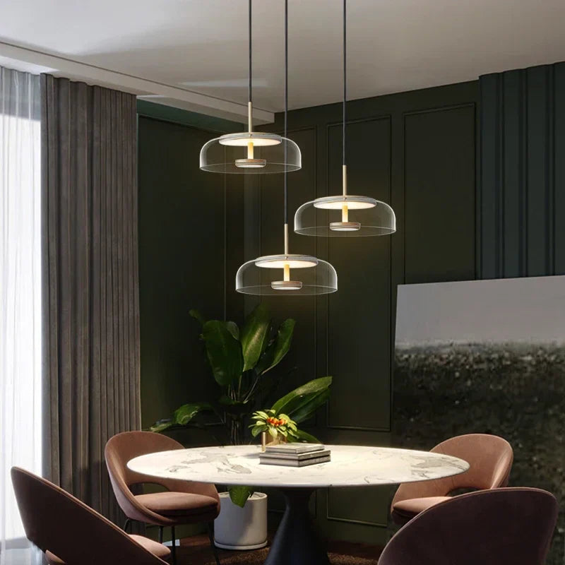 Afralia™ Glass Pendant LED Bowl Lamp: Modern Nordic Hanging Light for Dining, Bedroom, Kitchen