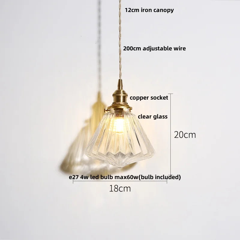 Afralia™ Nordic Walnut Wood LED Pendant Light Clear Glass Hang Lamp