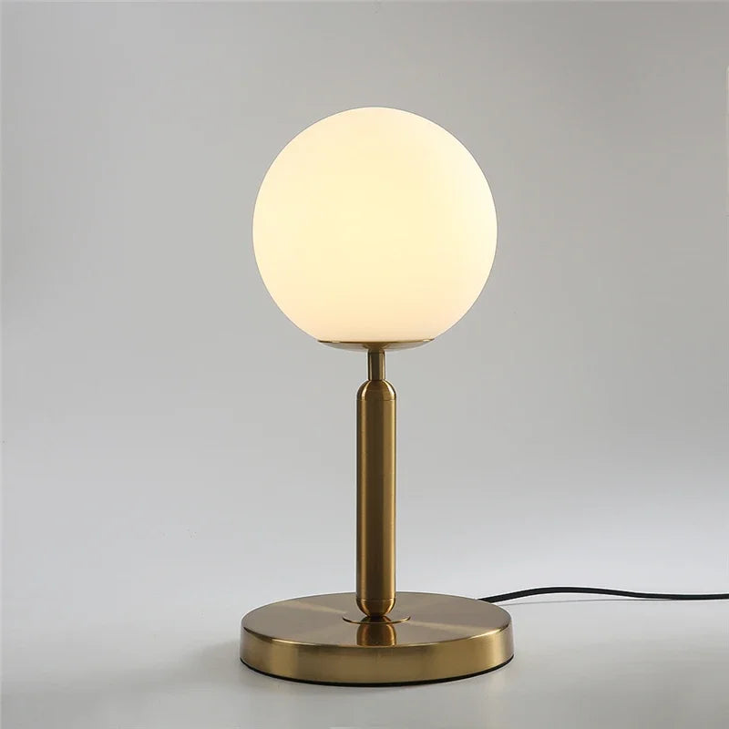 Afralia™ Glass Ball Table Lamp for Bedroom, LED Desk Light with E27 Bulb