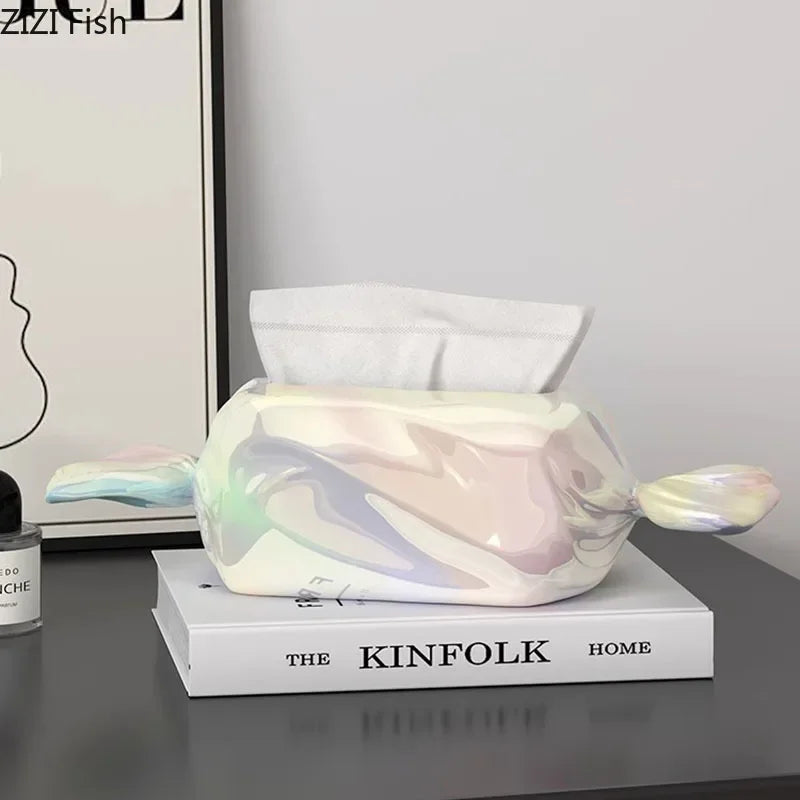 Afralia™ Colorful Candy Ceramic Tissue Box: Modern Home Decor & Coffee Table Holder