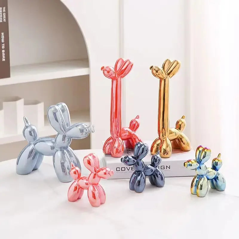 Afralia™ Abstract Ceramic Balloon Dog Sculpture for Home Office Décor