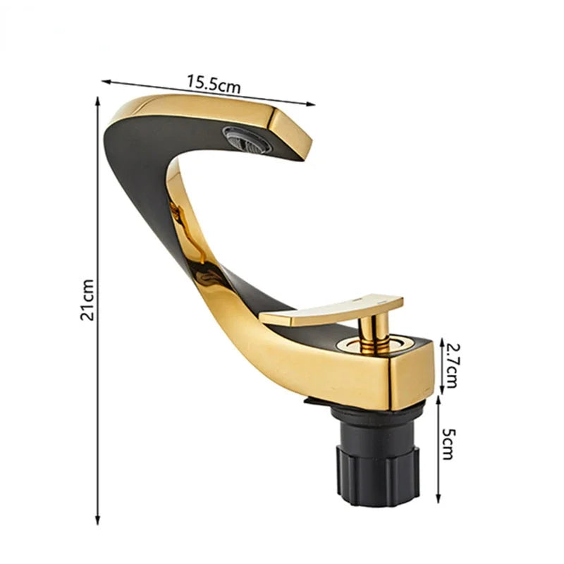Afralia™ Brass Basin Faucet Hot Cold Water Sink Tap Deck Mounted Luxury Vintage Style